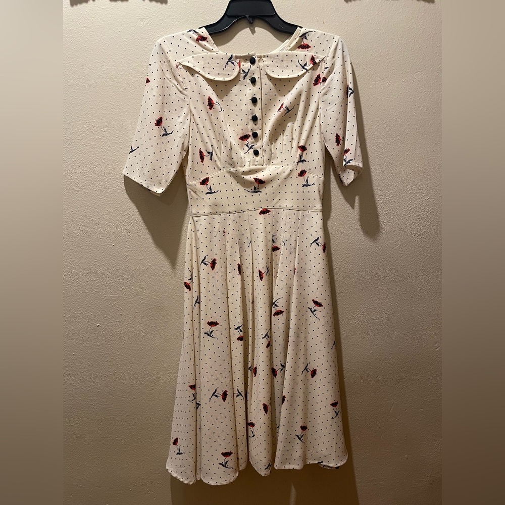 eShakti Round Collar Floral Crepe Dress